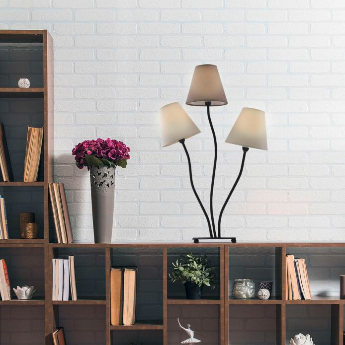 Näve Leuchten Tischleuchte NV3094811 braun beige Metall Textil B/H/T: ca. 16x67x41 cm E14 3 Brennstellen