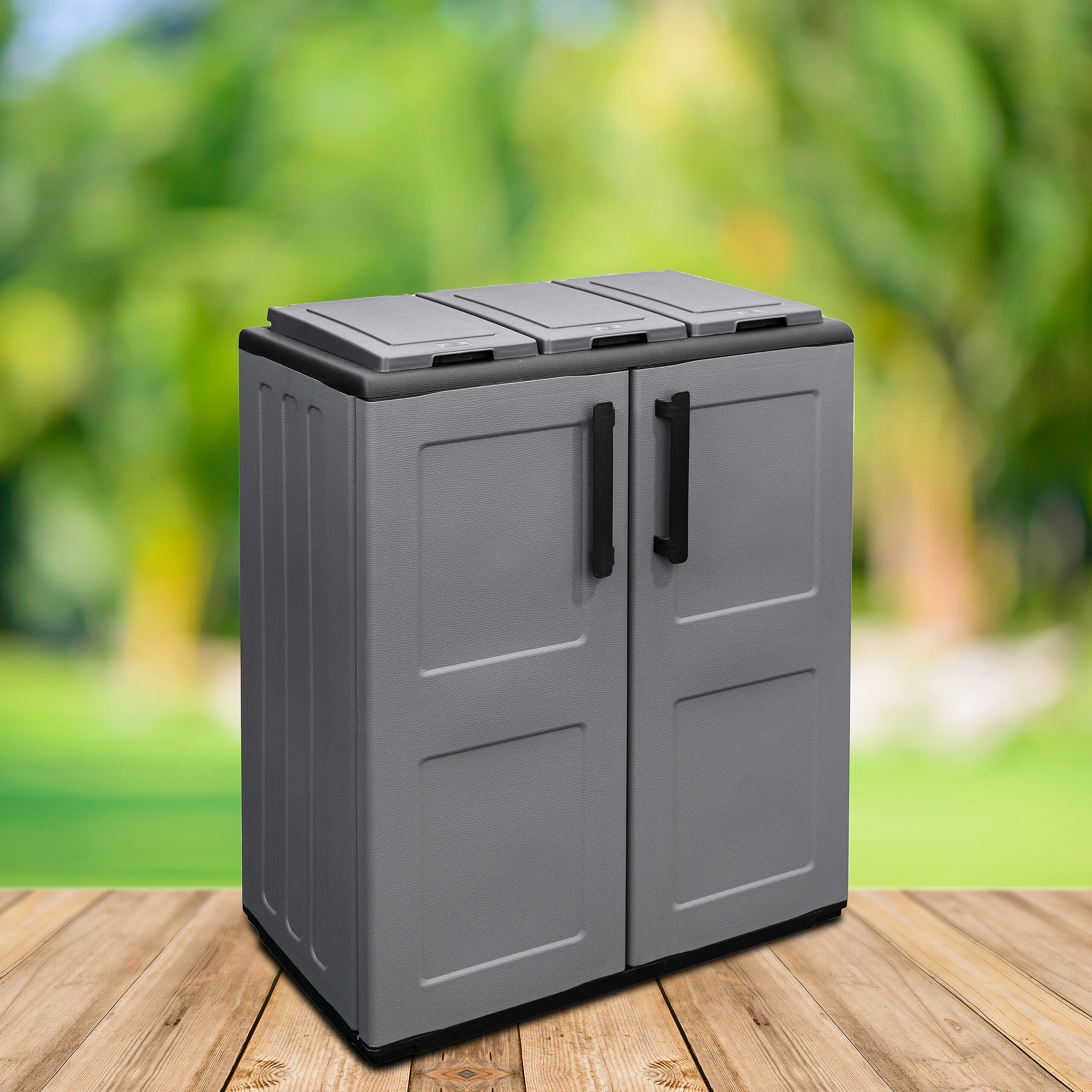 ArtPlast Mülltrennungsschrank Free grau Kunststoff B/H/T: ca. 68x84x37 cm