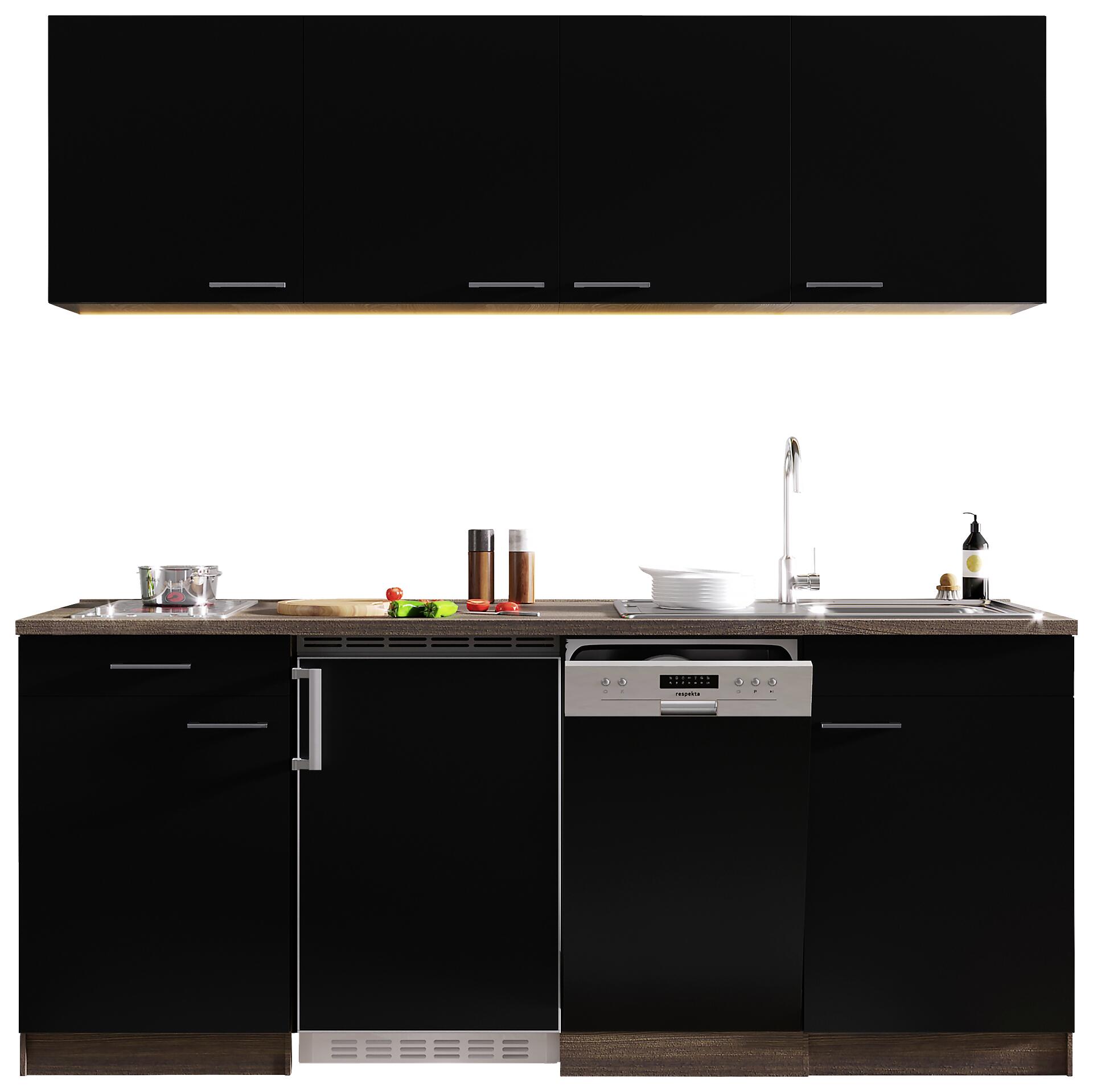 Respekta Küchenblock Economy schwarz matt B/H/T: ca. 195x200x60 cm