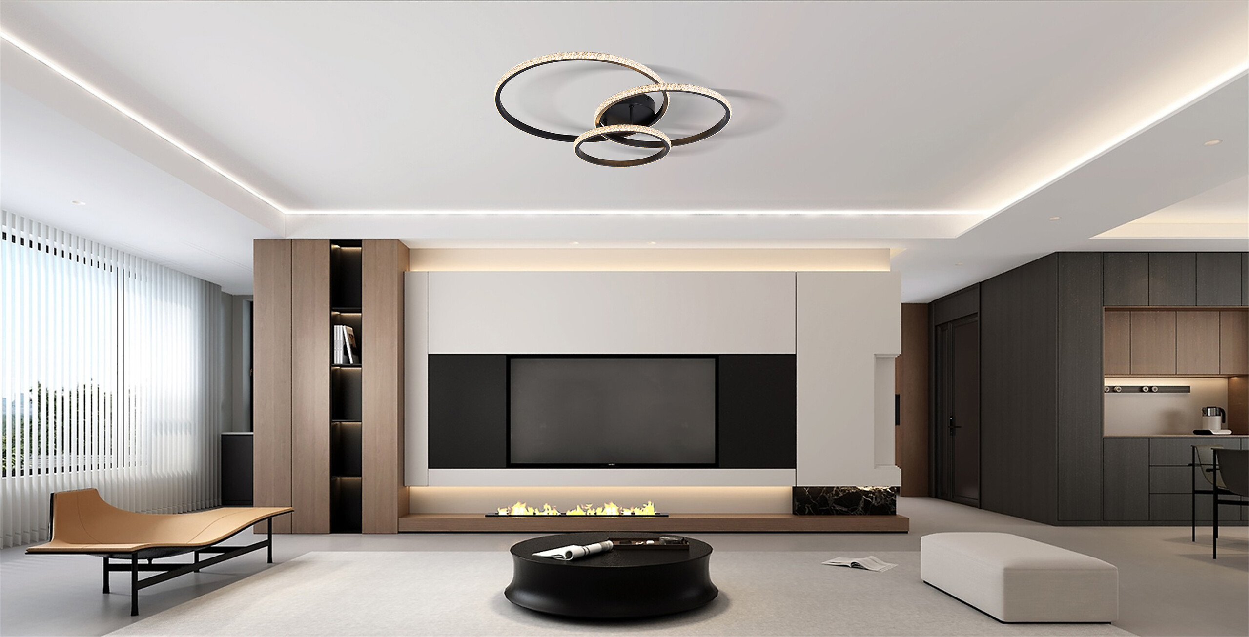 POCOline LED-Deckenleuchte Mica mattschwarz Metall Acryl B/H/L: ca. 50x12,5x77,5 cm