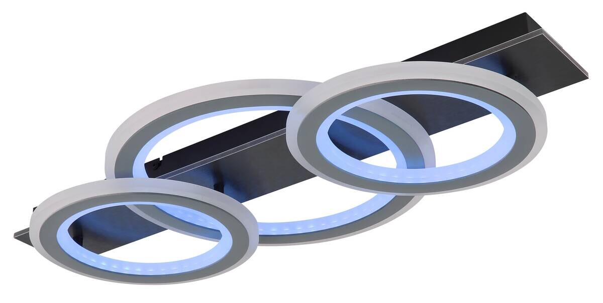 GLOBO LED-Deckenleuchte Opal mattschwarz grau Acryl Metall Kunststoff B/H/L: ca. 37x8x73 cm 1 Brennstellen