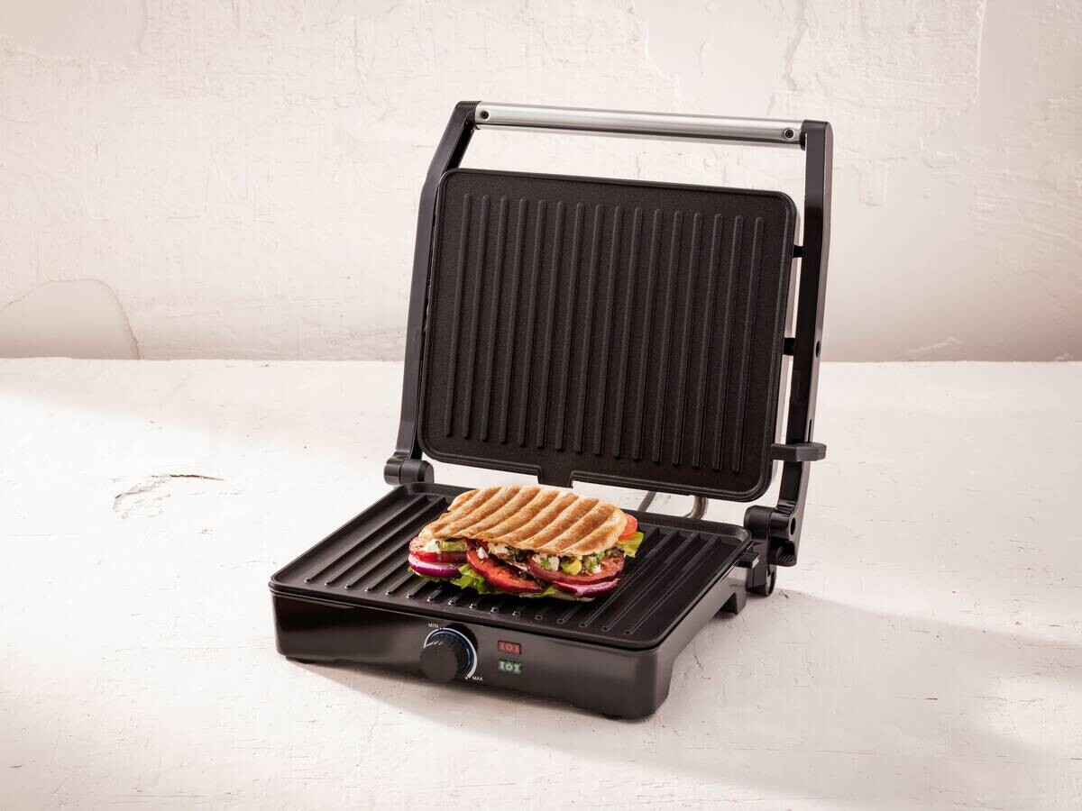 BERGNER Kontaktgrill silber B/H/L: ca. 15x37x38 cm
