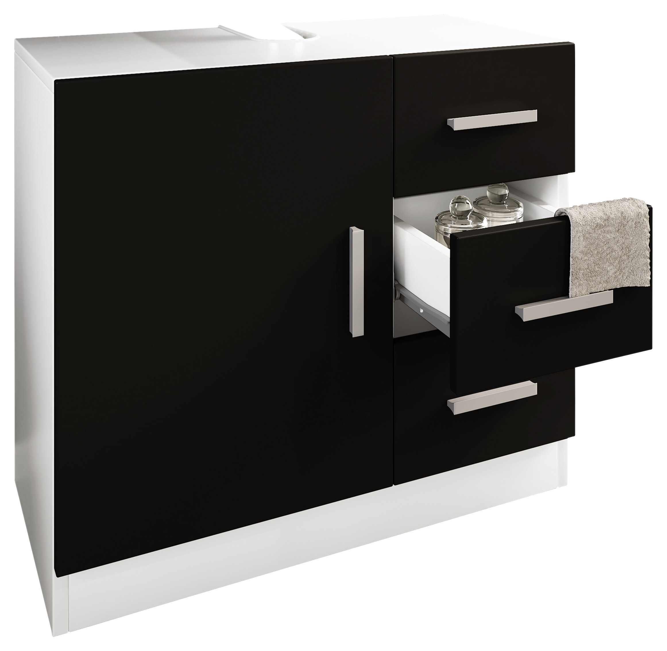 Waschbeckenunterschrank Zalo weiß schwarz B/H/T: ca. 63x56x30 cm