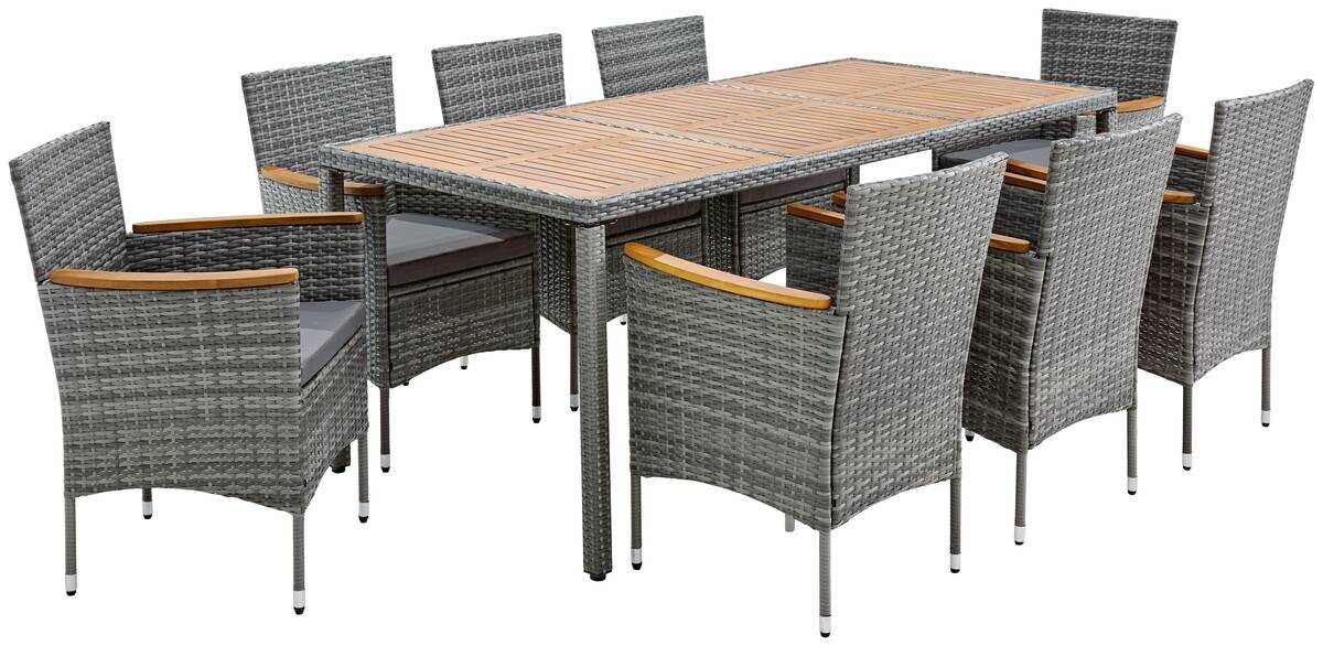 POCOline Tischgruppe Korfu grau Polyrattan