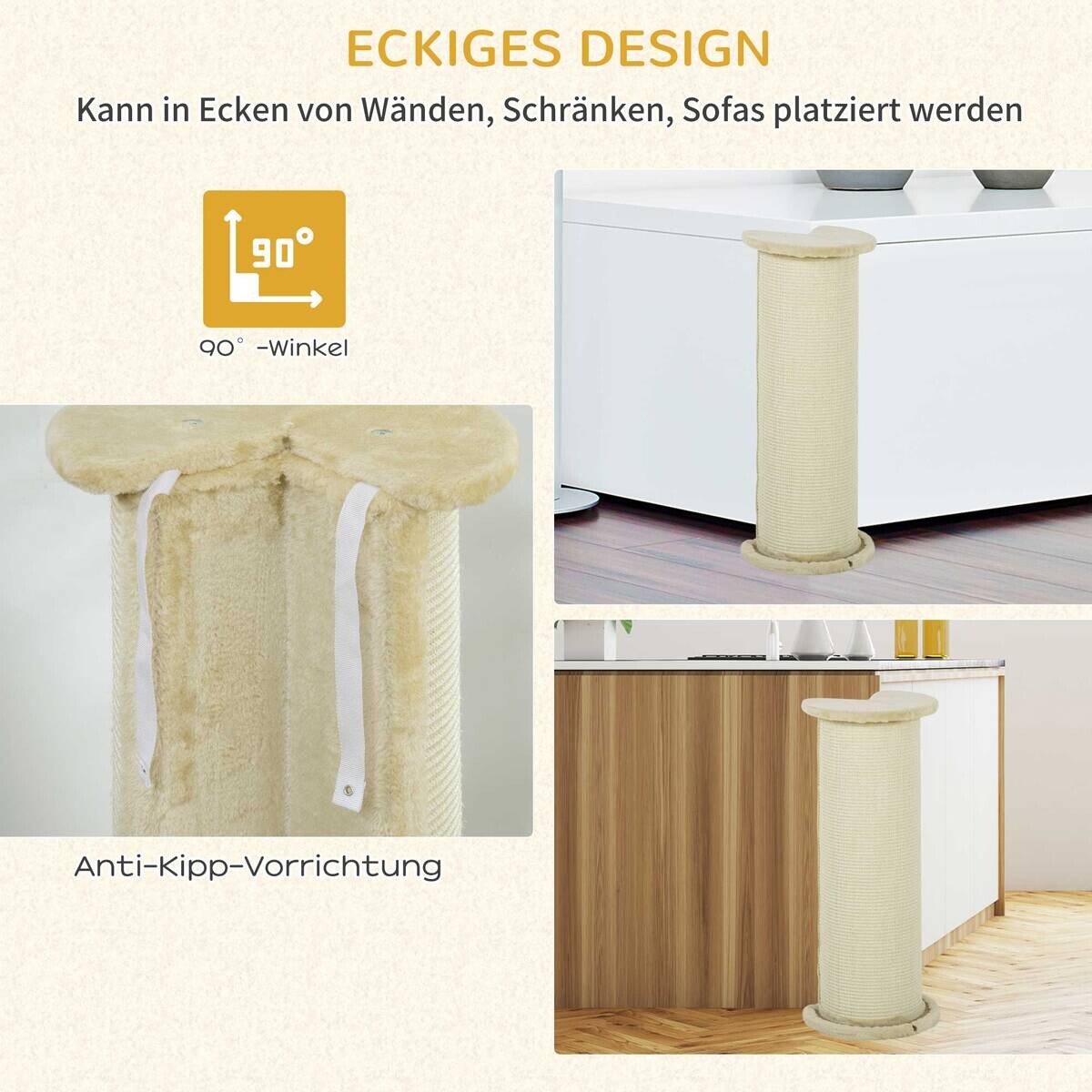 PawHut Kratzbaum cremeweiß Spanplatte B/H/L: ca. 35x35x85 cm