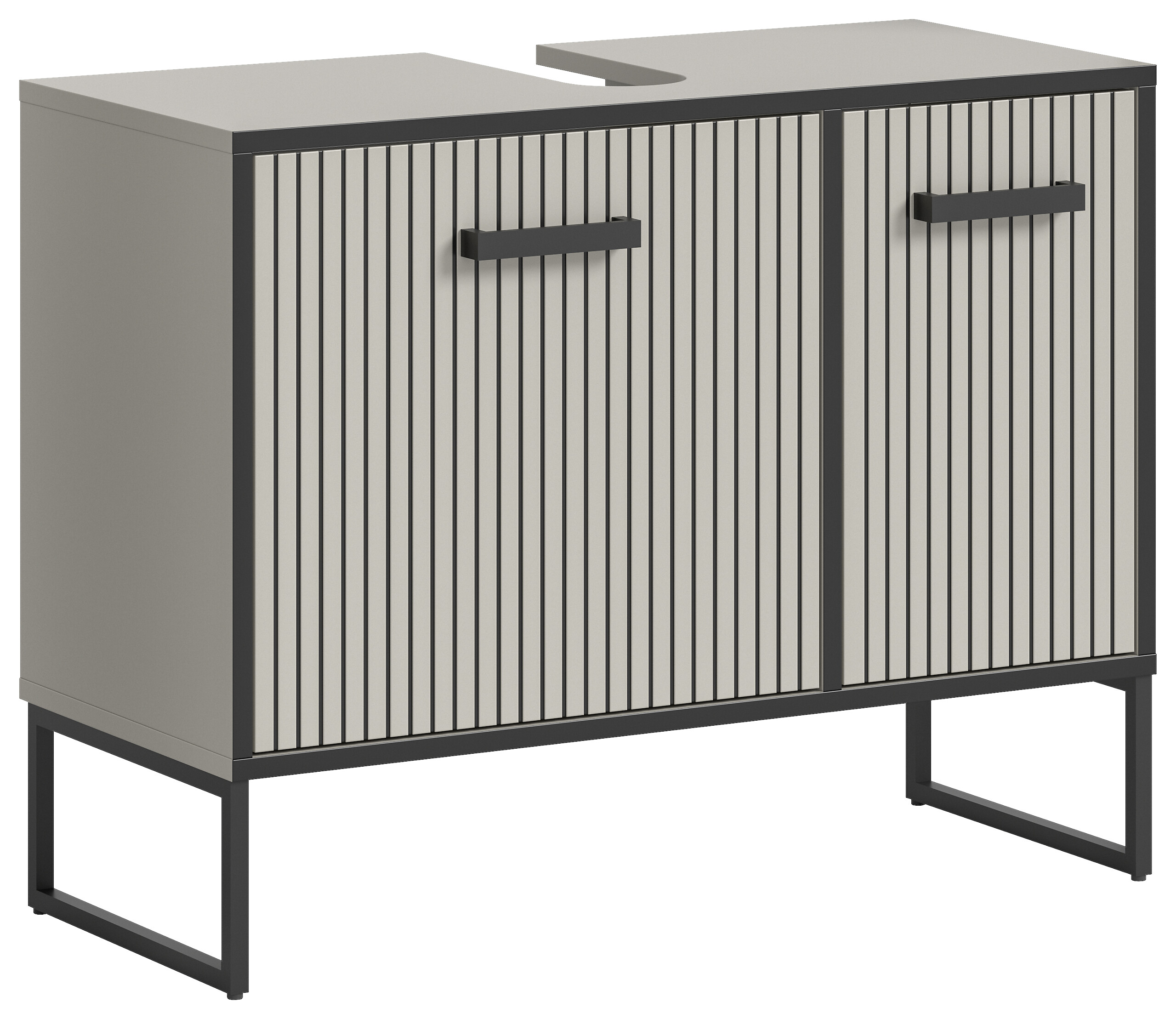 Waschbeckenunterschrank BAGNO schwarz Kaschmirgrau Nachbildung B/H/T: ca. 80x63x36 cm