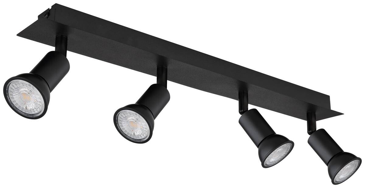 GLOBO Spotbalken 57998-4 schwarz Metall B/H/L: ca. 6x9x50 cm 4 Brennstellen