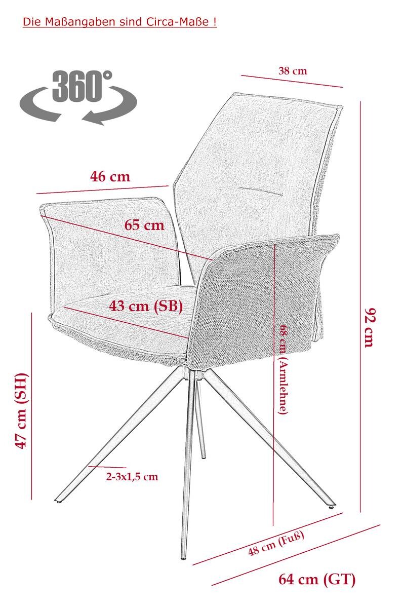 Armlehnstuhl 4er Set SUSANNE grün Vintage schwarz Webstoff Metall Microfaser B/H/T: ca. 65x92x64 cm