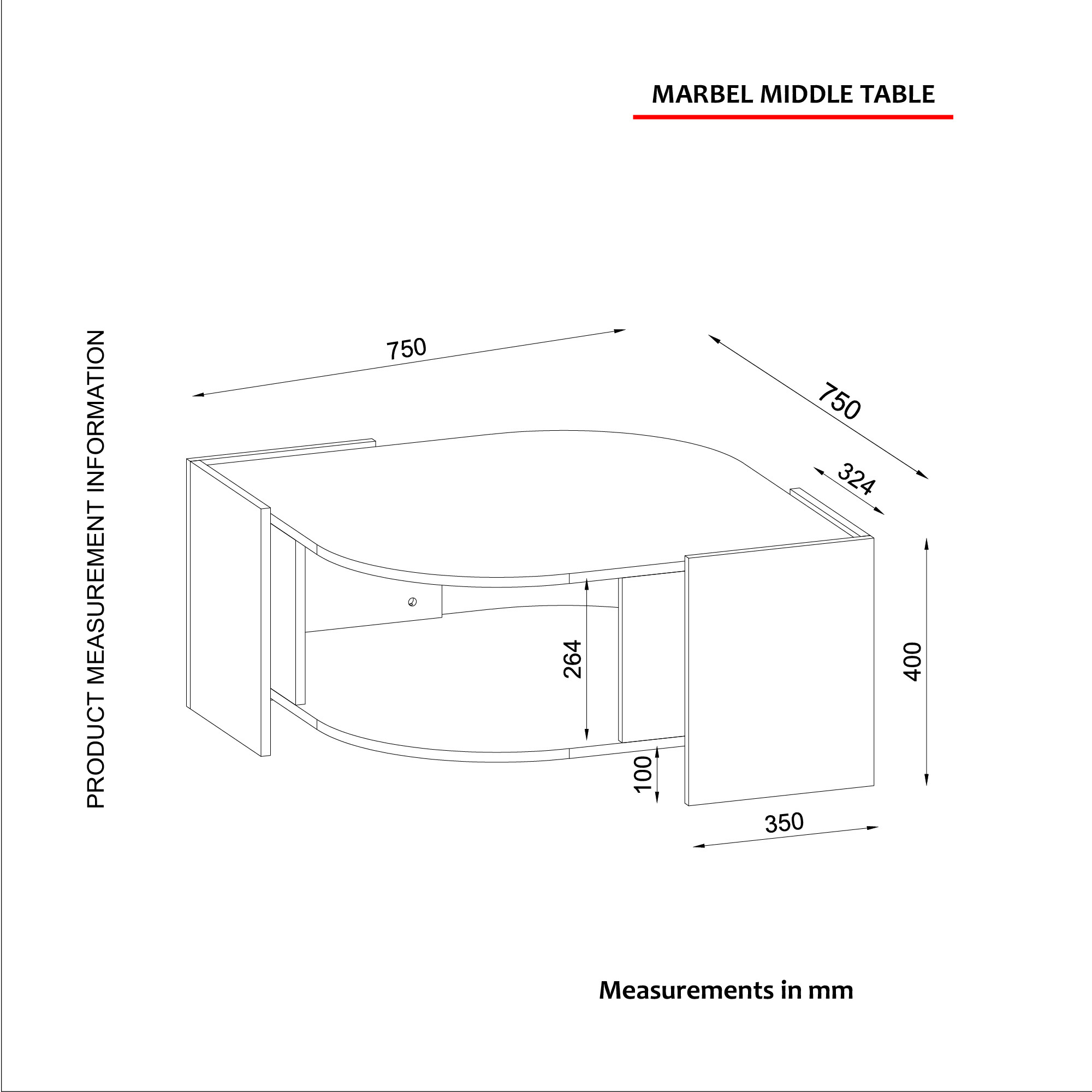 Couchtisch Marbel walnuss Nachbildung Marmoroptik B/H/T: ca. 75x40x75 cm