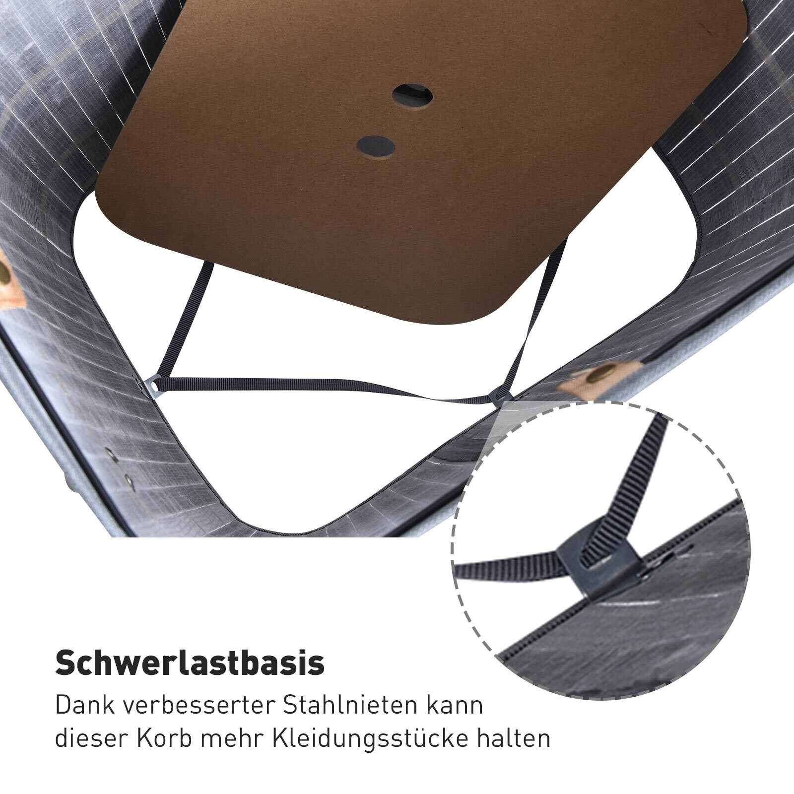 HOMCOM Wäschekorb mit 2 Tragegriffen dunkelbraun Bambus Stoff Kunststoff B/H/L: ca. 30x60x40 cm