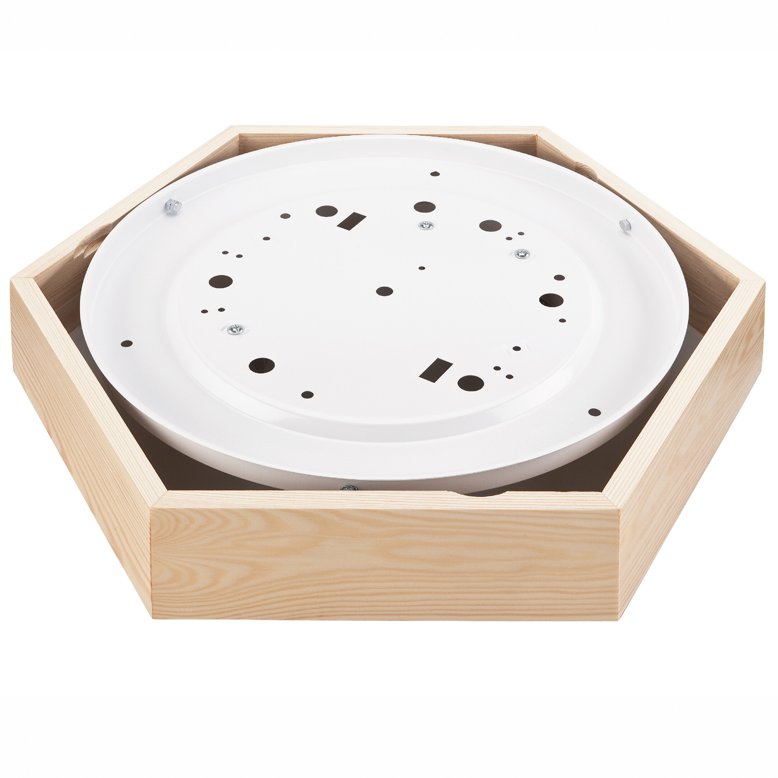 Lamkur Deckenleuchte kiefer Glas Holz B/H/L: ca. 44x12x44 cm 2 Brennstellen