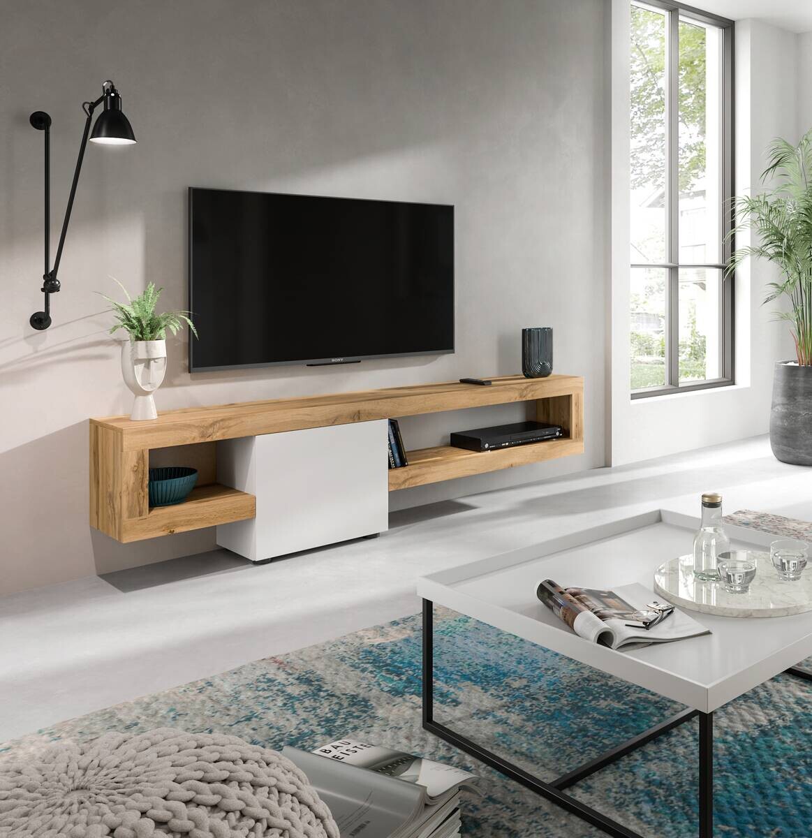 Lowboard Samba weiß Eiche Wotan Nachbildung B/H/T: ca. 190x51x30 cm