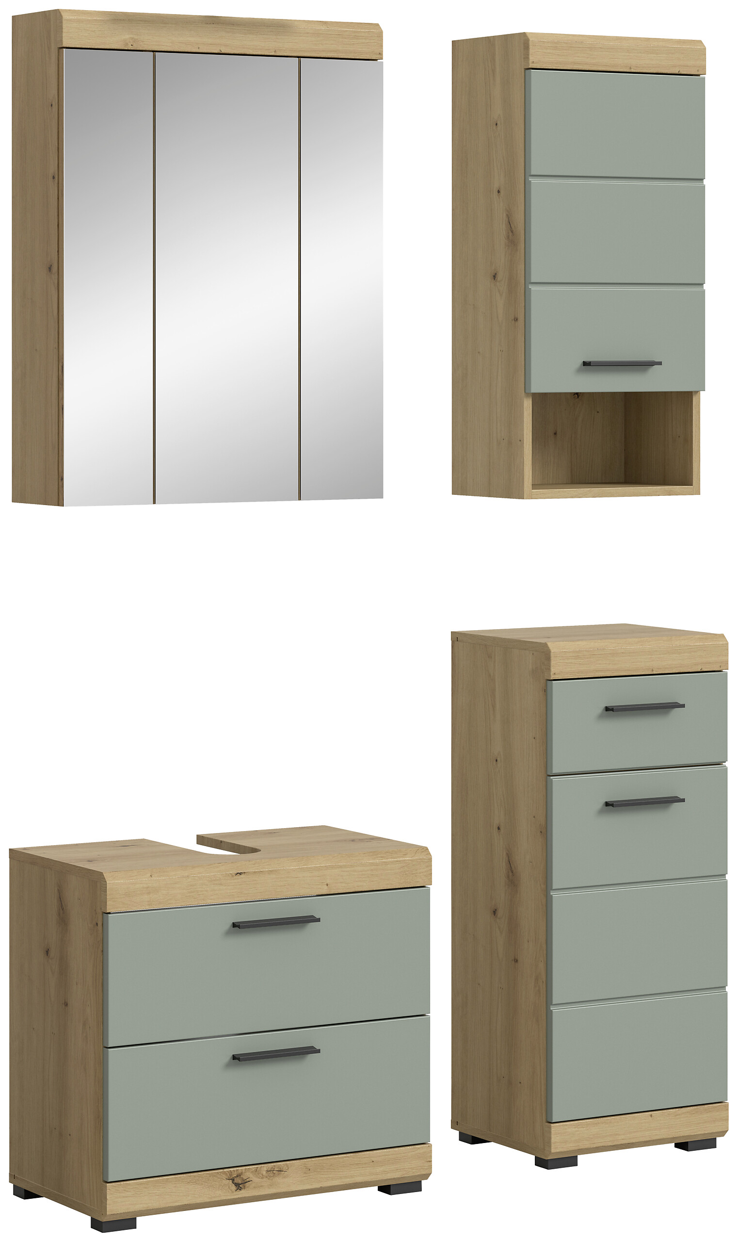 Badezimmer-Set Scout Eiche Artisan Nachbildung salbei Nachbildung B/H/T: ca. 112x191x37 cm