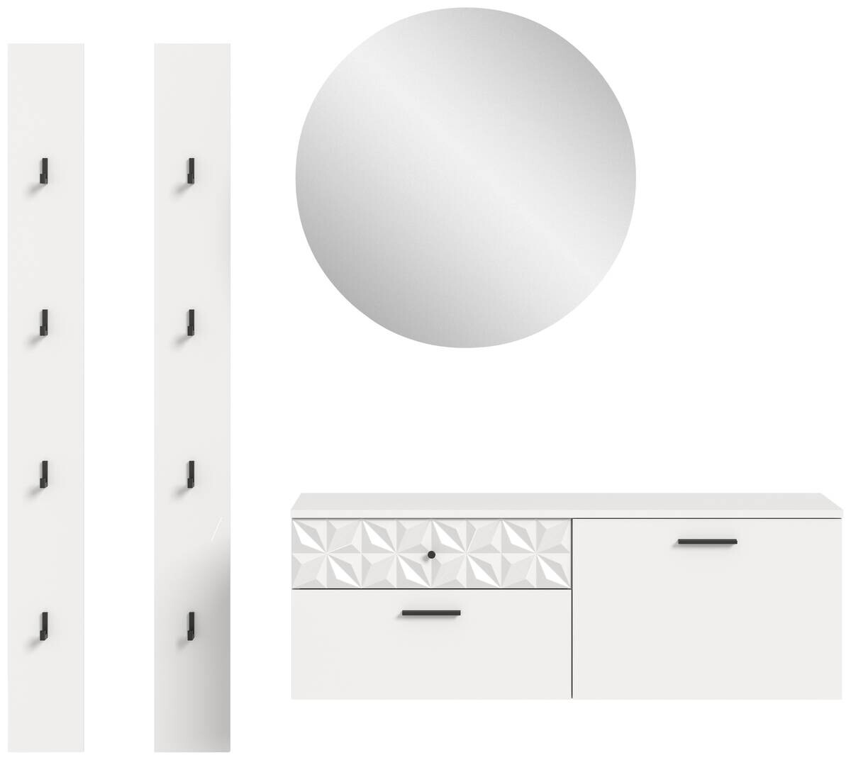 Garderobe Prisma weiß weiß Hochglanz B/H/T: ca. 172x192x34 cm