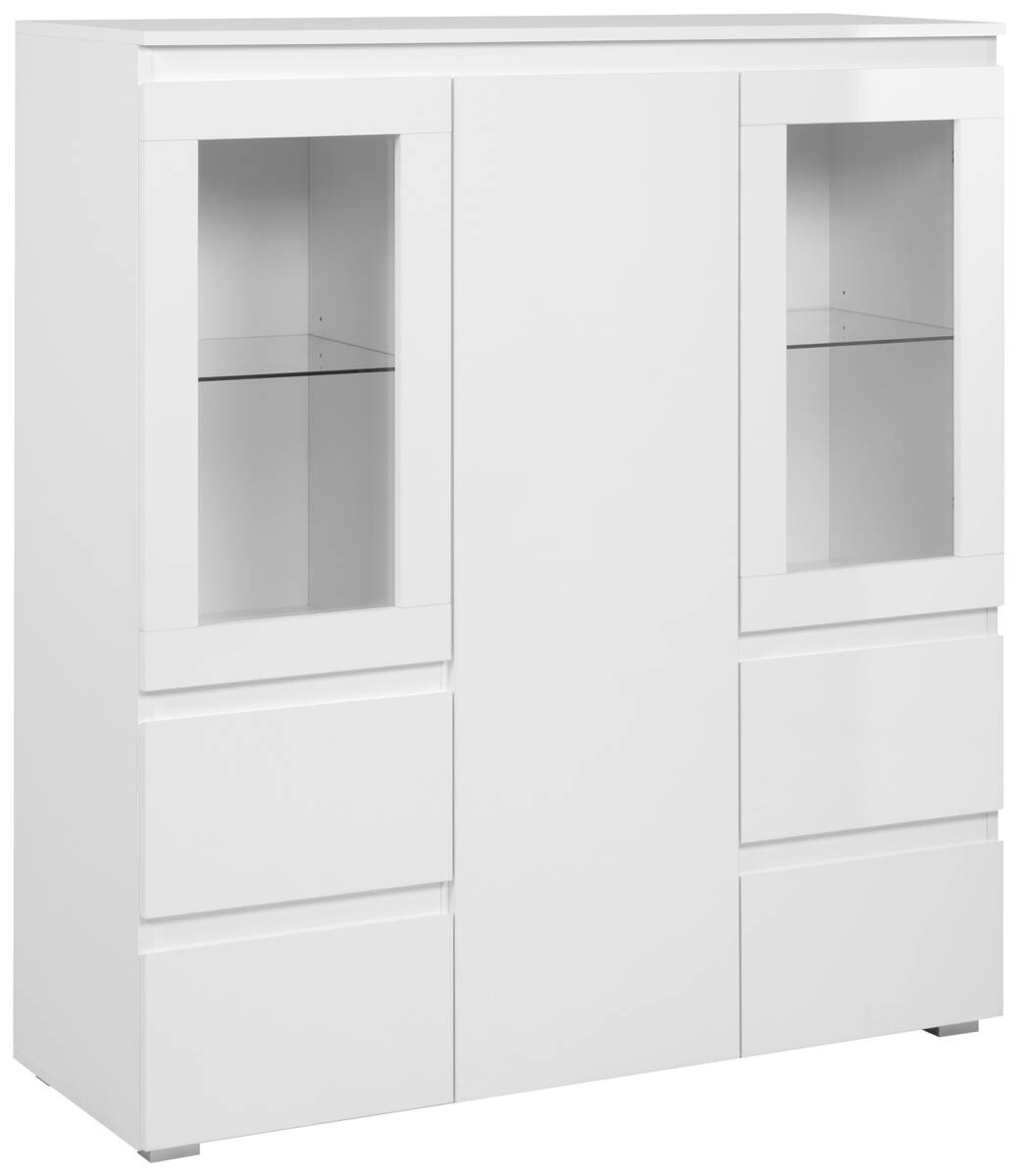 Highboard Capetown weiß weiß glänzend B/H/T: ca. 116x126x40 cm