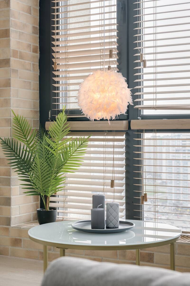 GLOBO Pendelleuchte weiß Textil Kunststoff H/T: ca. 120x45 cm E27 1 Brennstellen