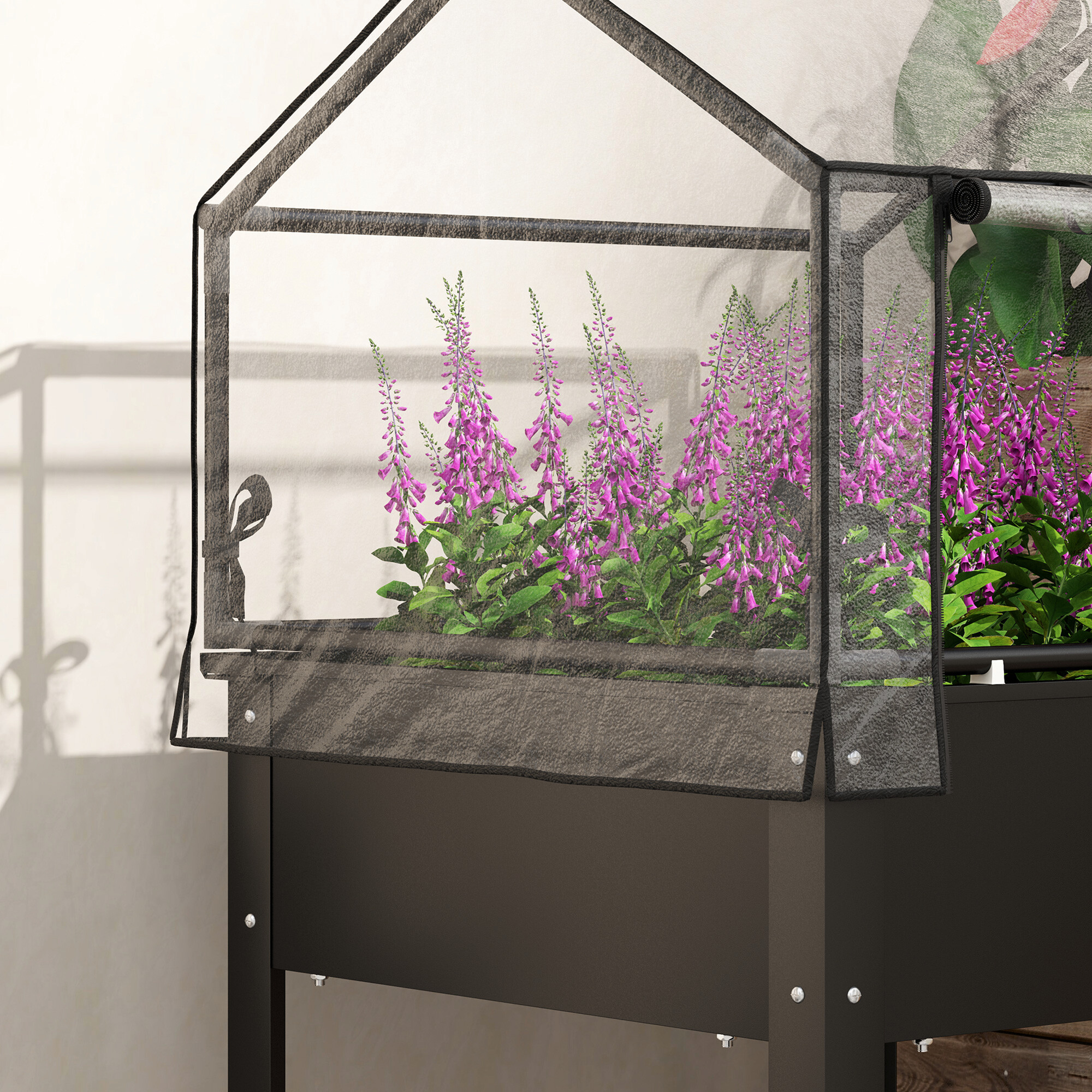 Outsunny Hochbeet schwarz Stahl B/H/L: ca. 60x120x60 cm