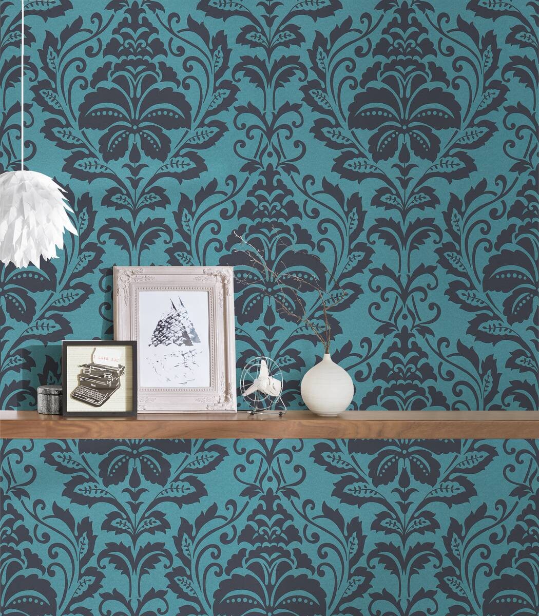 A.S.Creation Vliestapete Attractive Barock türkis grau B/L: ca. 53x1005 cm