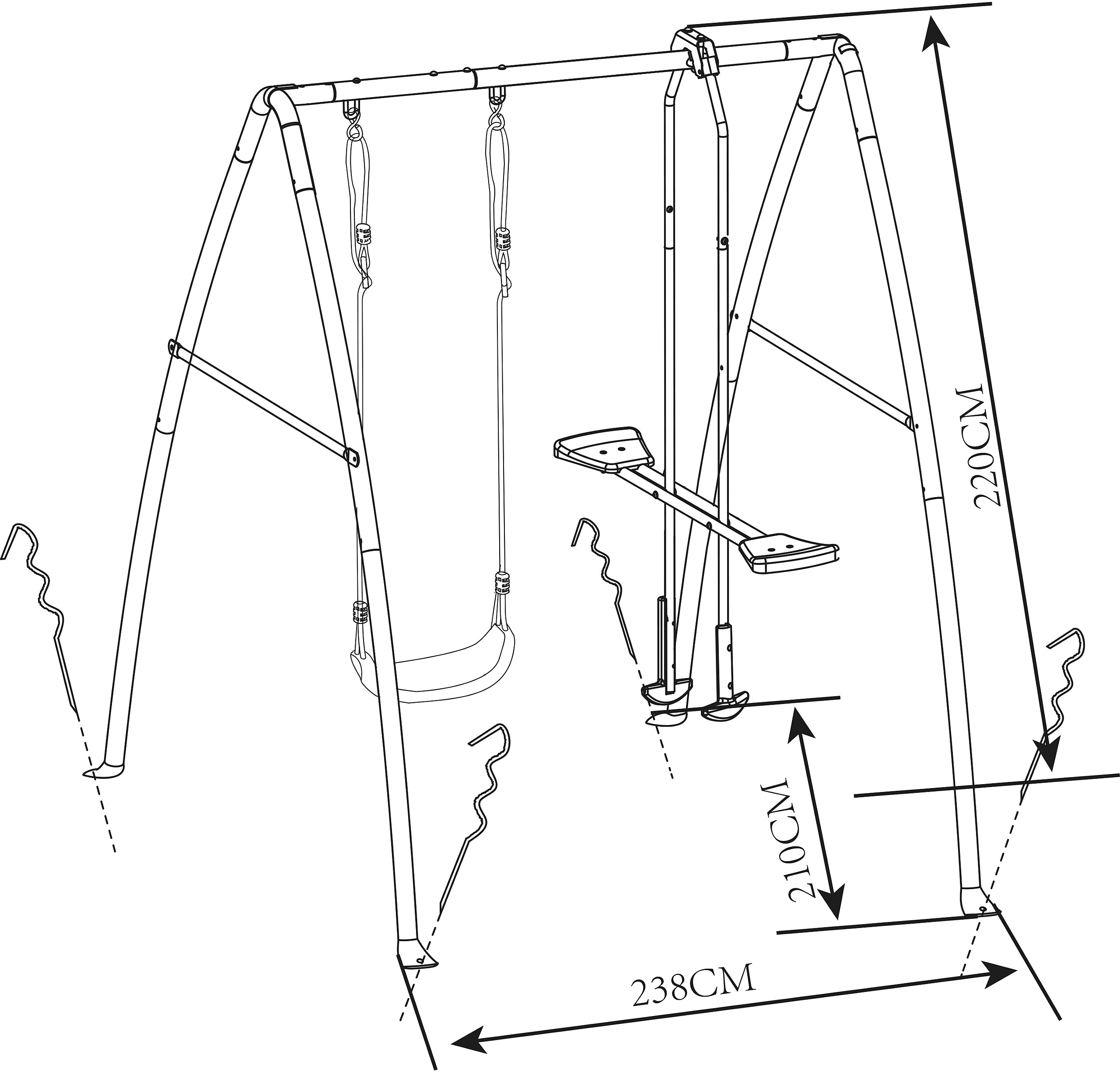 AXI Doppelschaukel anthrazit B/H/L: ca. 210x217x210 cm