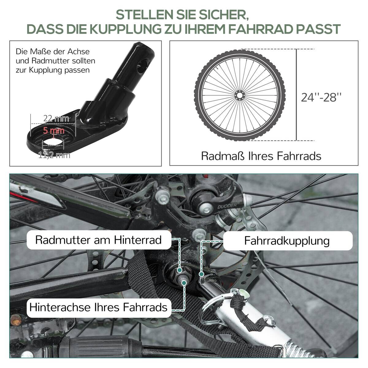 HOMCOM Fahrradanhänger grau grau B/H/L: ca. 64x130x103 cm