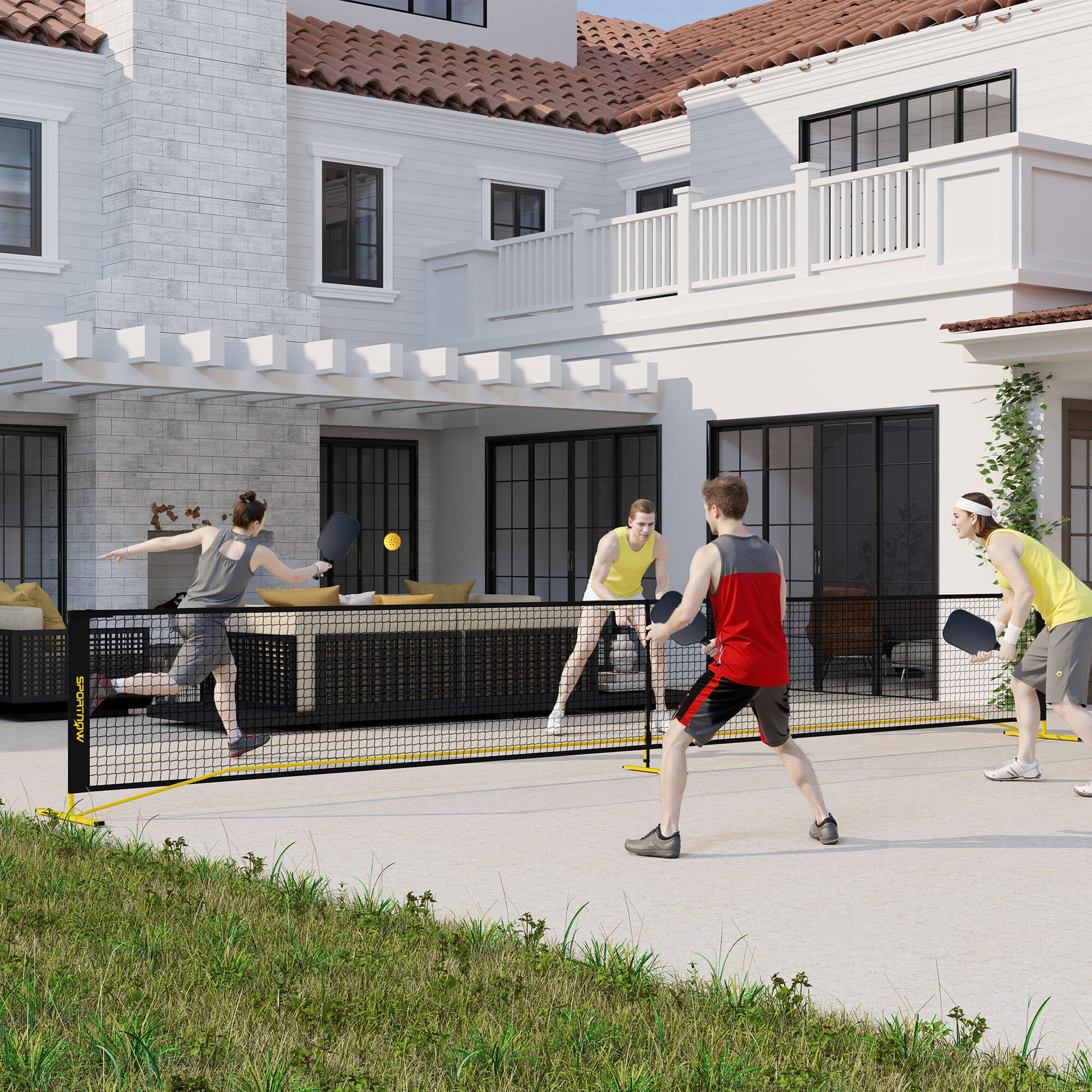 SPORTNOW Pickleball-Netz gelb B/H/L: ca. 60x92x670 cm