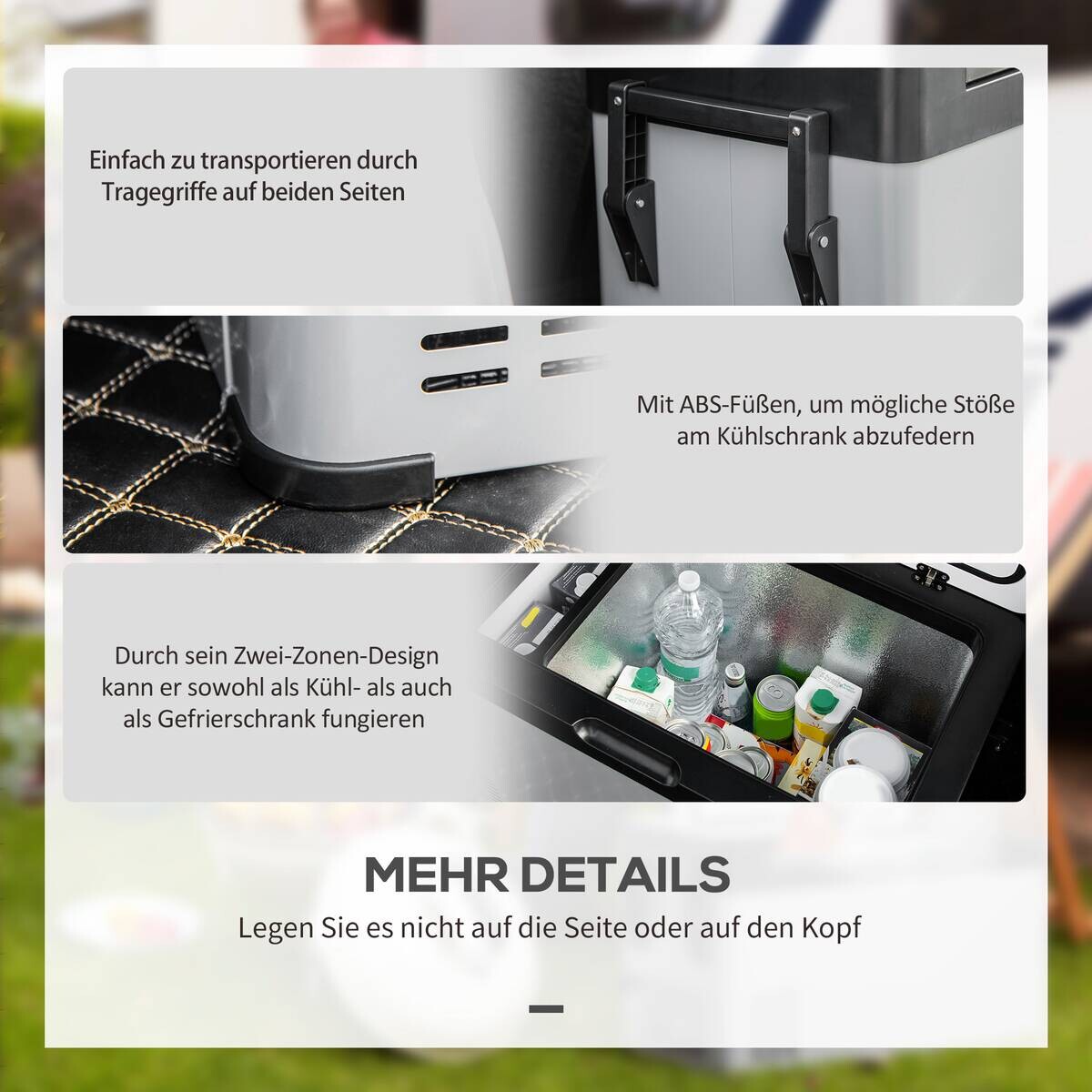 Outsunny Kühlbox schwarz grau Glas Polypropylen Edelstahl B/H/L: ca. 36x75x49,5 cm