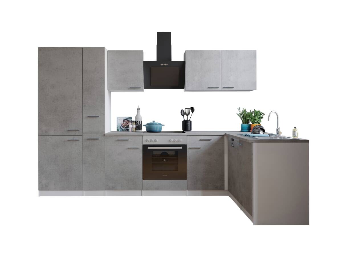 Respekta Winkelküche Malia Beton Optik B/H/T: ca. 310x200x172 cm