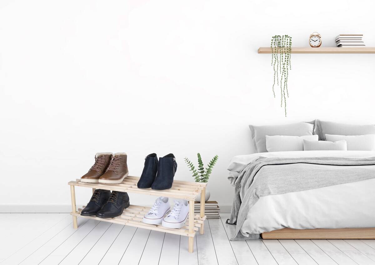 alpina Schuhregal braun Holz B/H/L: ca. 26x29,5x74 cm