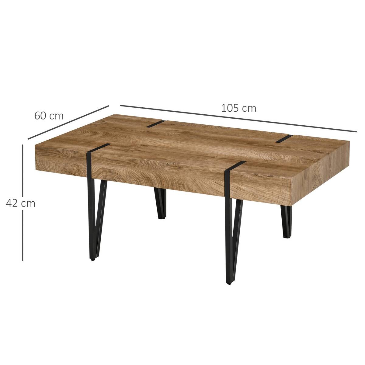 HOMCOM Couchtisch natur MDF B/H/T: ca. 105x42x60 cm