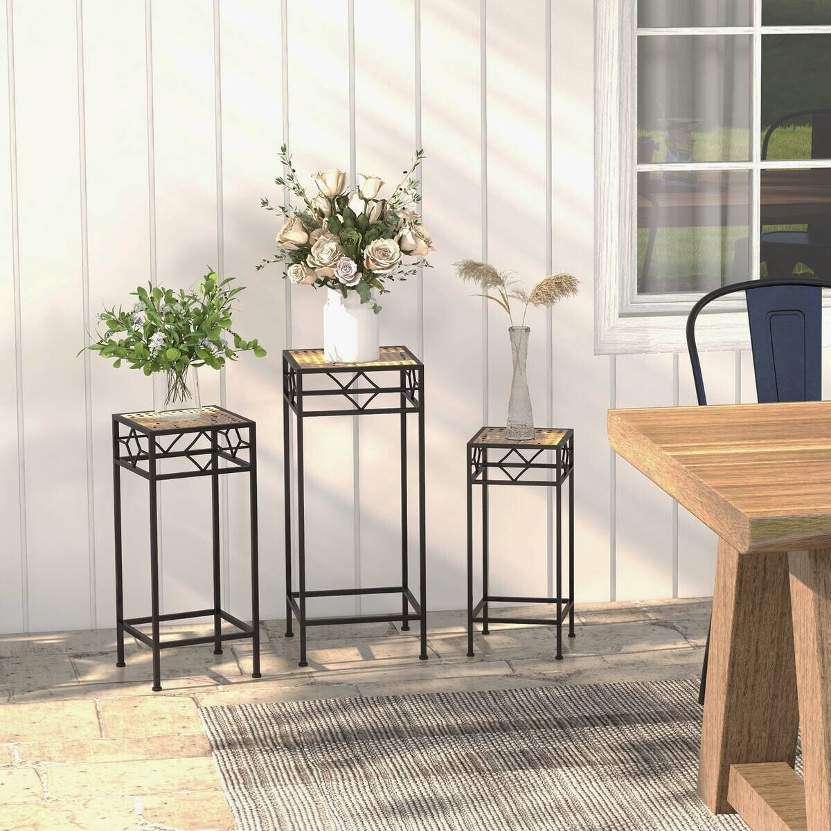 Outsunny Pflanzständer gold Edelstahl B/H/L: ca. 28x28x66 cm