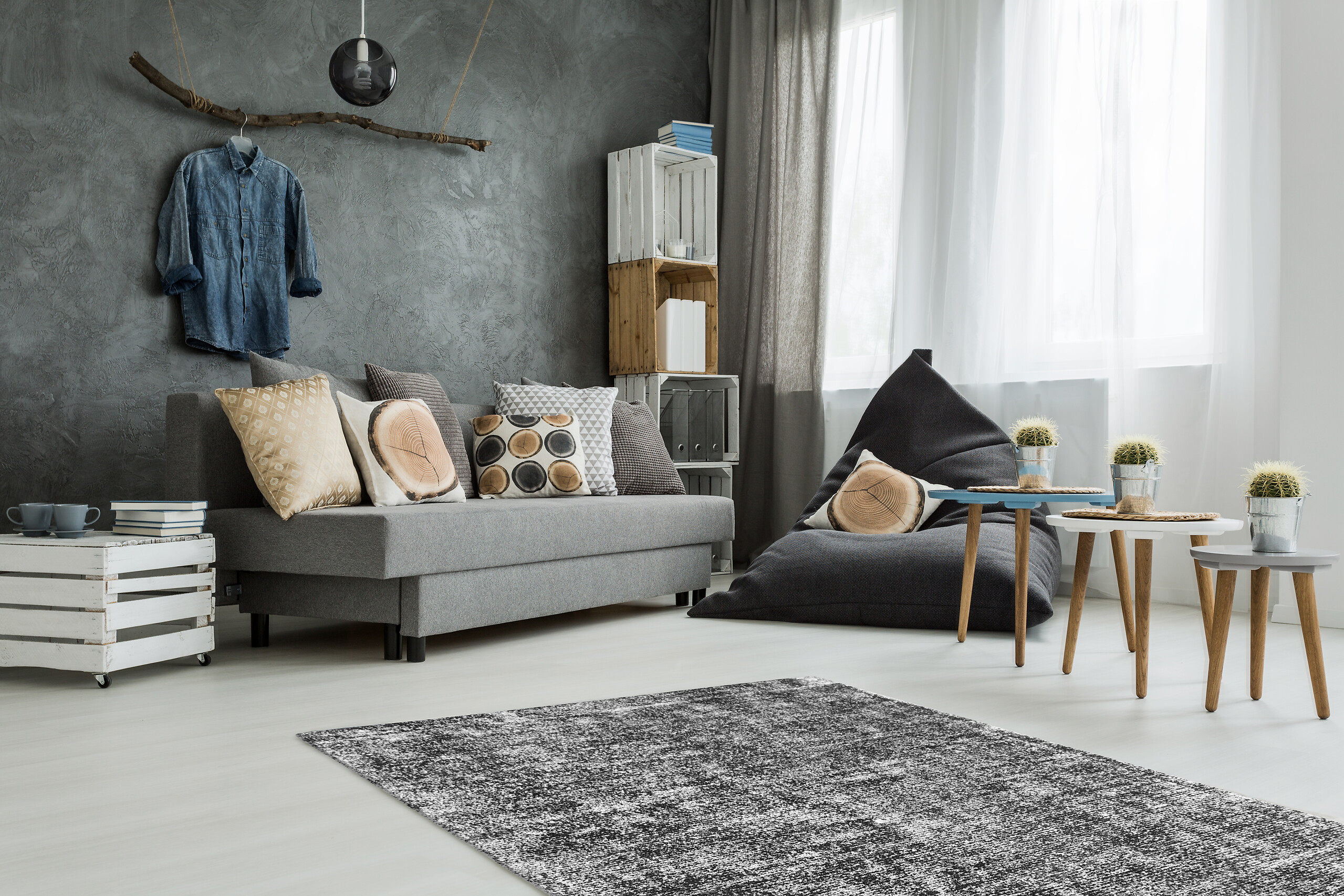 Kayoom Kurzflorteppich Etna 110 anthrazit B/H/L: ca. 160x0,9x230 cm Kayoom Kurzflorteppich Etna 110 anthrazit B/H/L: ca. 160x0,9x230 cm