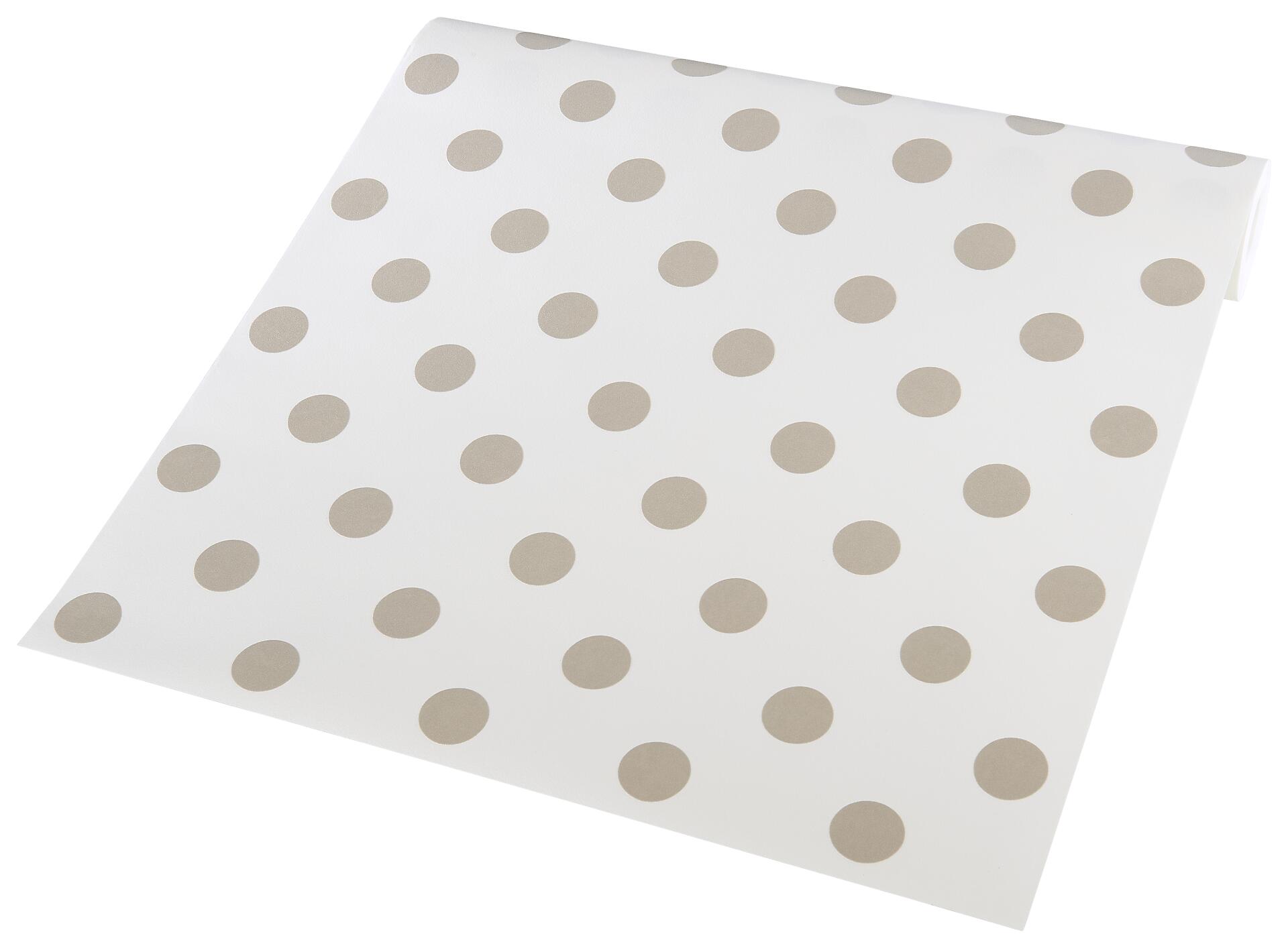 Vliestapete Punkte weiß beige B/L: ca. 53x1005 cm