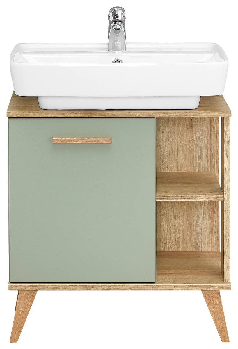 Waschbeckenunterschrank Quickset 963 salbei Nachbildung Eiche Riviera Nachbildung B/H/T: ca. 60,5x65x33 cm