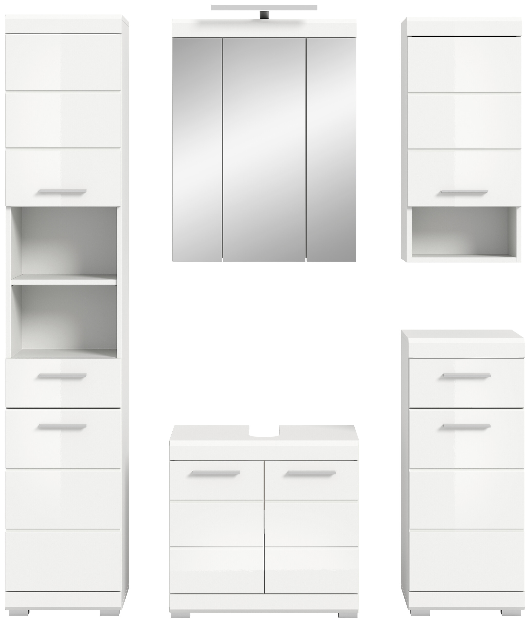 Badezimmer-Set Scout weiß weiß Hochglanz B/H/T: ca. 164x191x34 cm