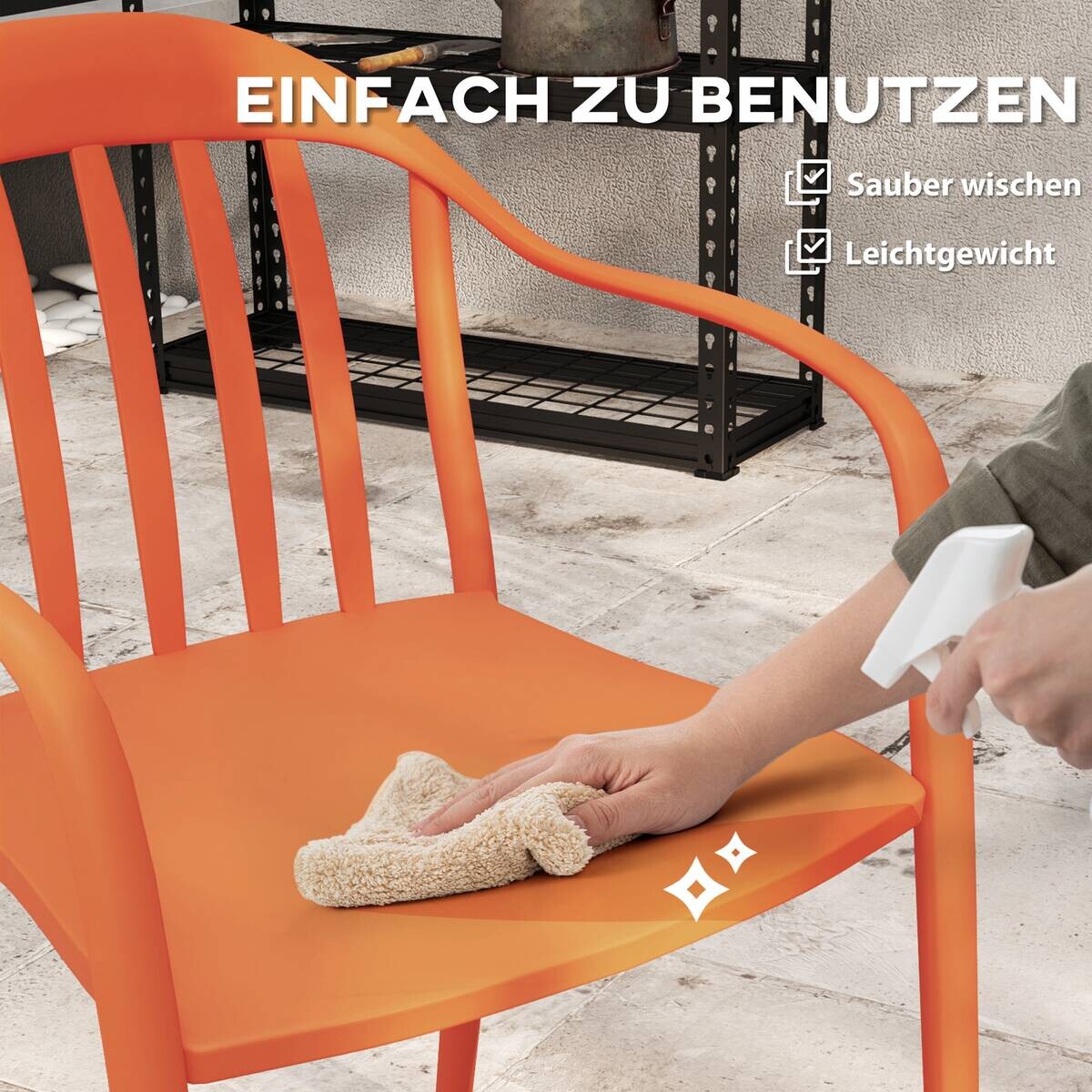 Outsunny Balkonstuhl 4er Set rot Metall B/H/L: ca. 54x78x57 cm