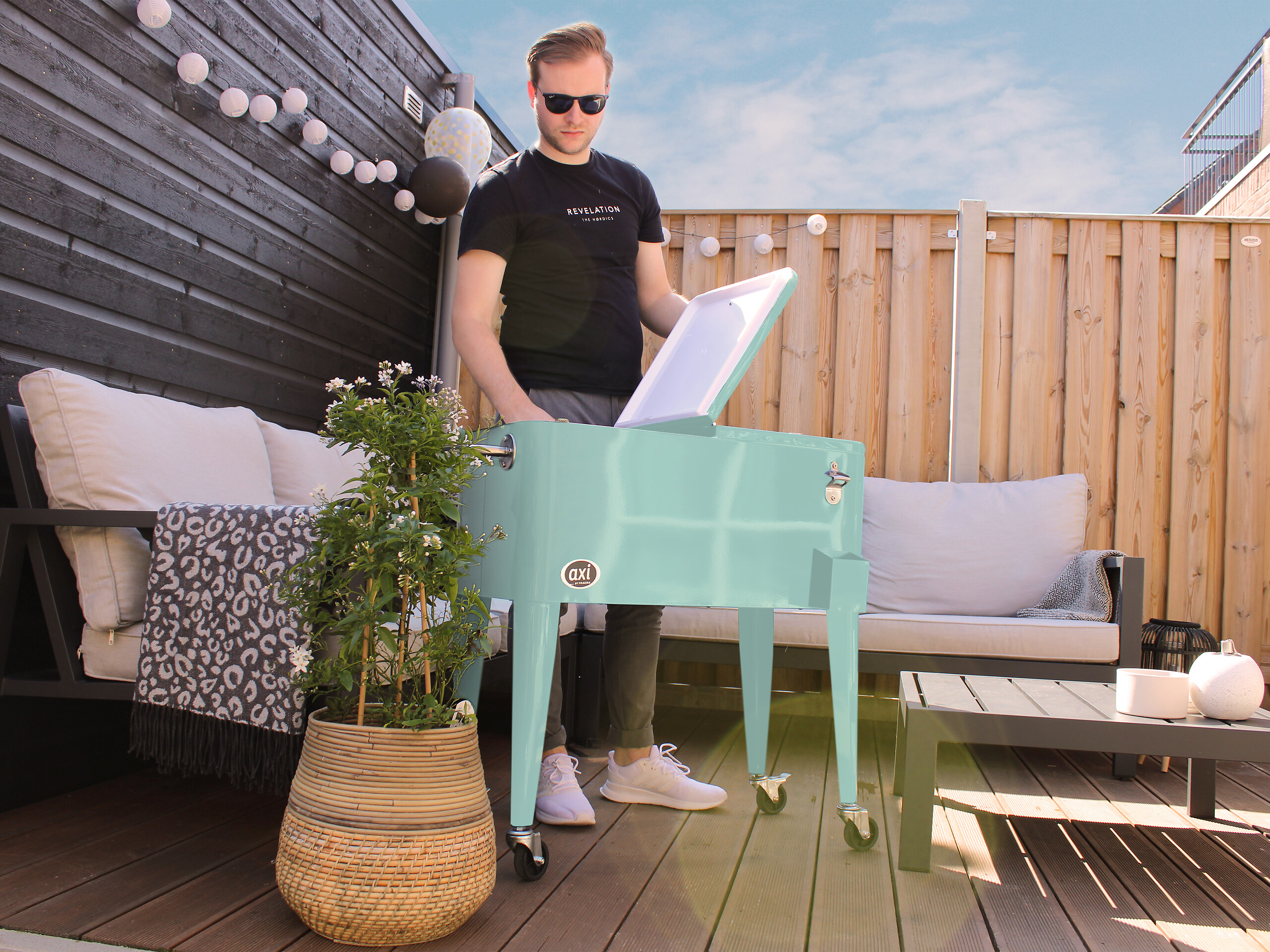 AXI Kühlwagen Retro mint Metall B/H/T: ca. 43x89x92 cm