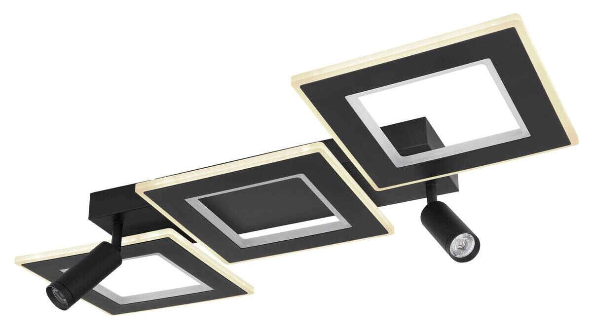 GLOBO Deckenleuchte schwarz Opal Metall Acryl B/H/L: ca. 56x11,5x82 cm 2 Brennstellen