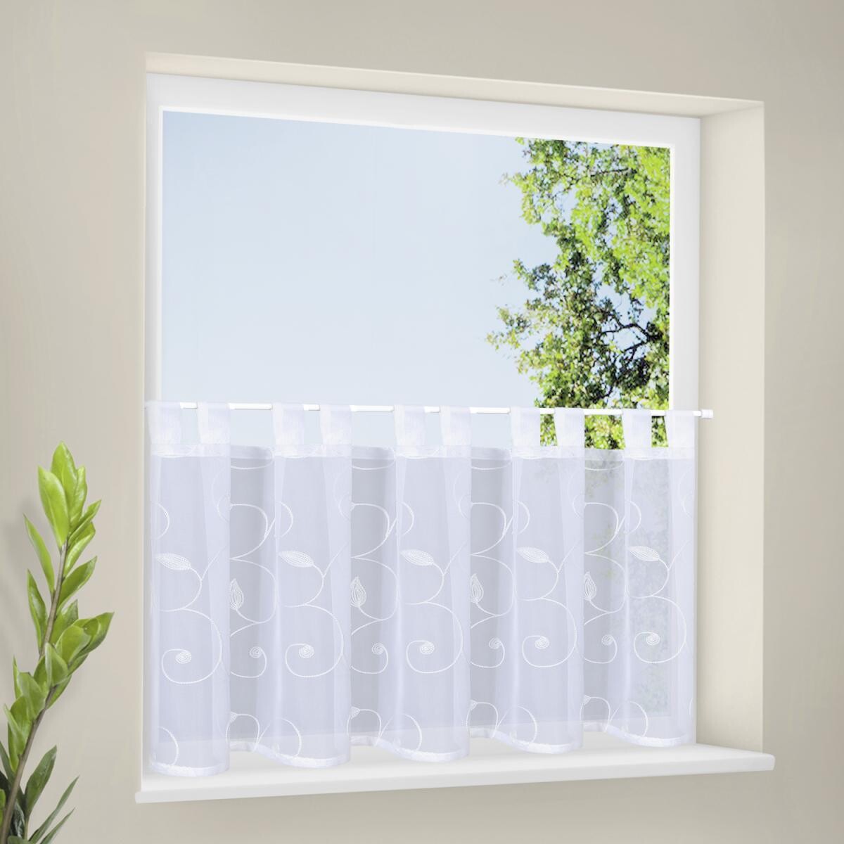 POCOline Scheibengardine Liv weiß B/L: ca. 150x50 cm