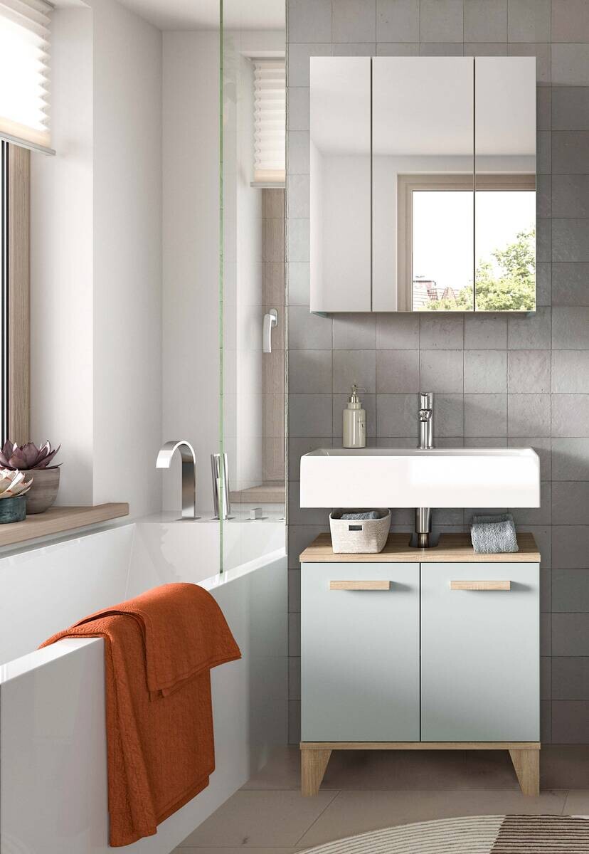 Badezimmer-Set STAR hellgrün Eiche hell Nachbildung B/H/T: ca. 60x190x34 cm