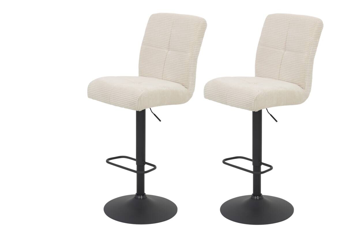 Barhocker Leni I, 2er-Set creme Microfaser B/H/T: ca. 44x124x57 cm