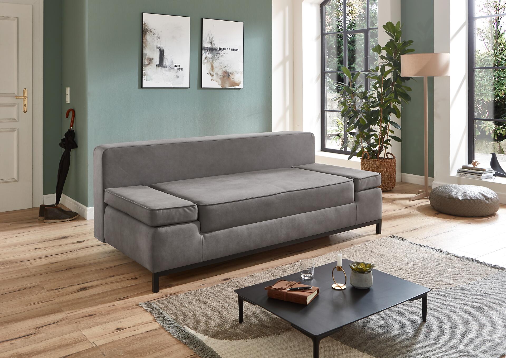 Schlafsofa Jarny hellgrau Polyester B/H/T: ca. 202x97x90 cm Schlafsofa Jarny hellgrau Polyester B/H/T: ca. 202x97x90 cm