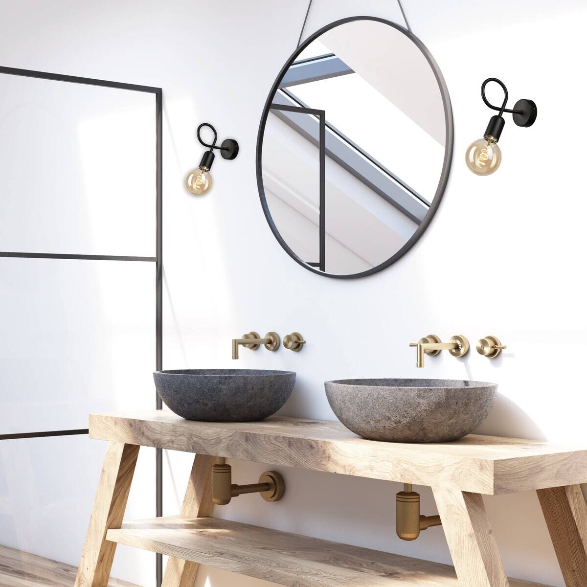 Lamkur Wandleuchte schwarz Stahl B/H/L: ca. 8x18x16 cm E27 1 Brennstellen