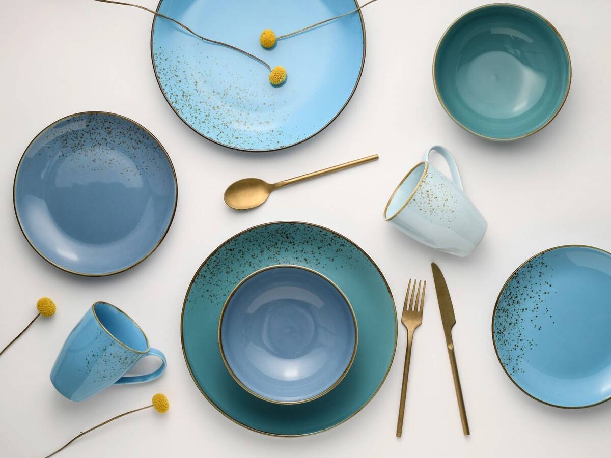 CreaTable Kombiservice Nature Collection Aqua blau Keramik 16 tlg.