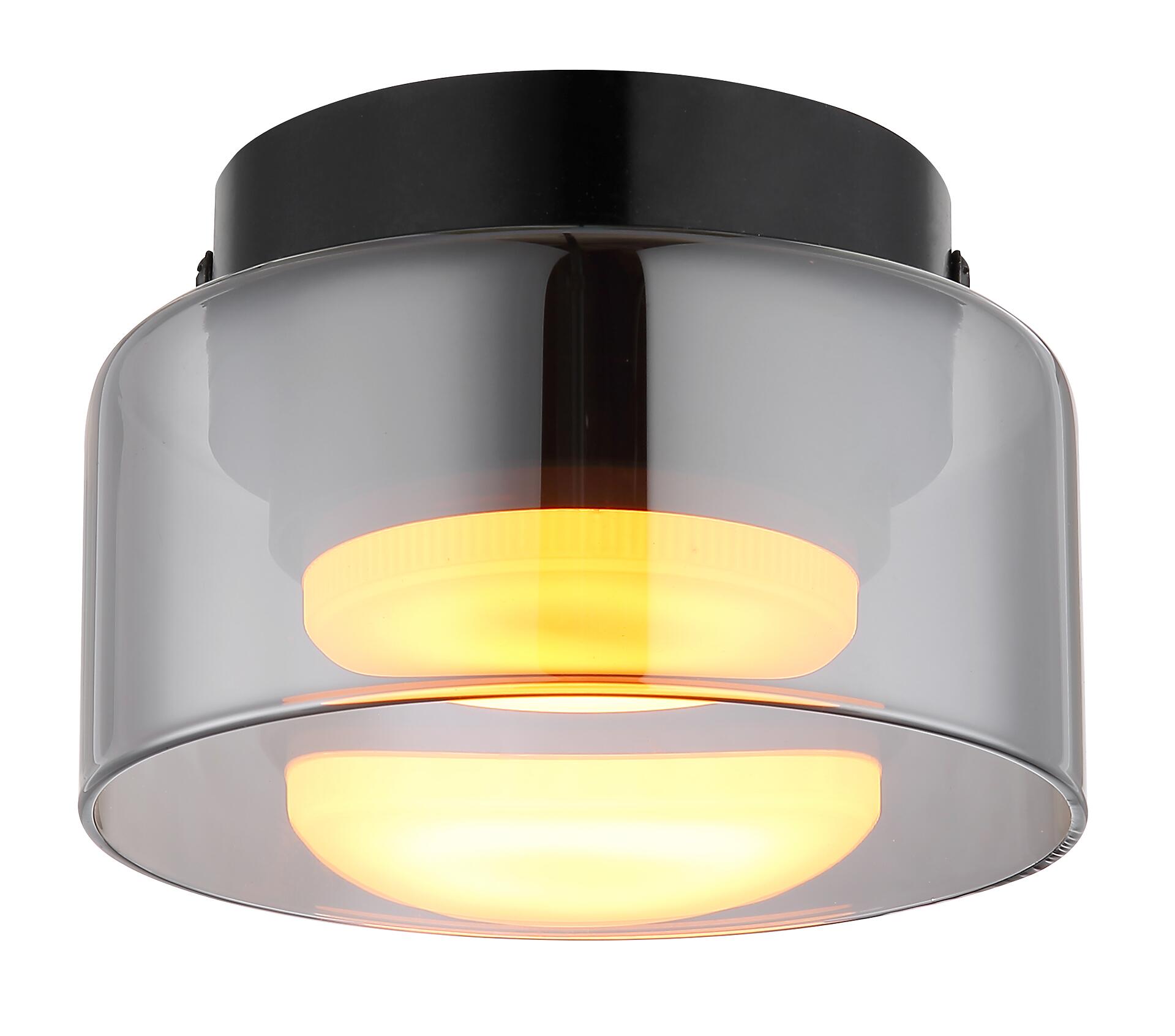 GLOBO LED-Deckenleuchte Rauch schwarz Metall Glas H/D: ca. 8,5x13 cm 1 Brennstellen