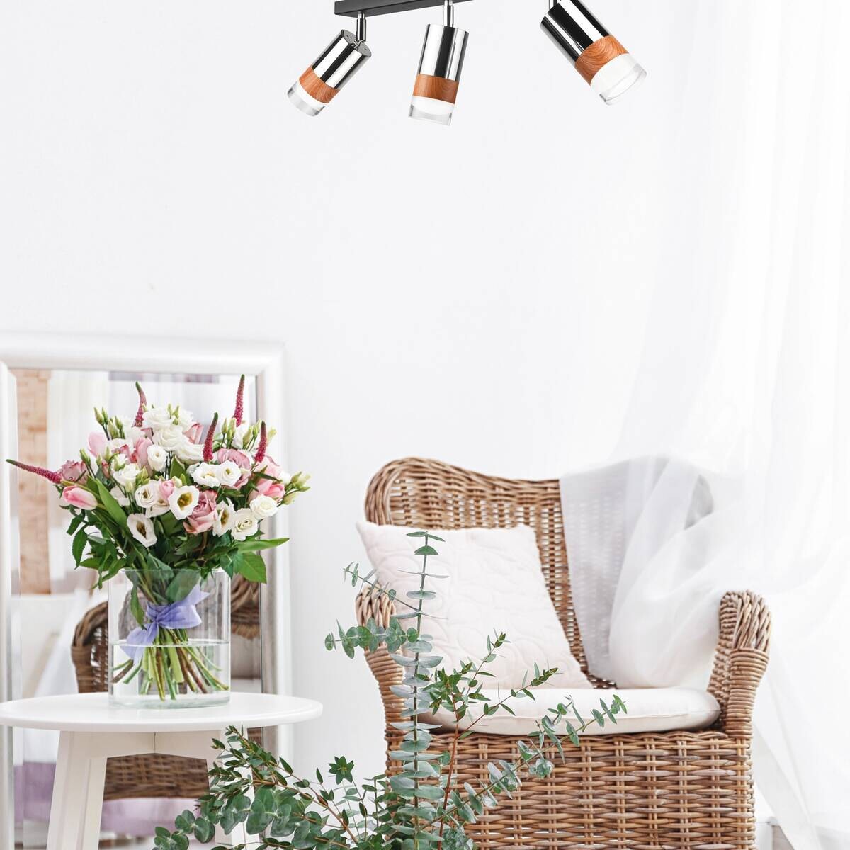 Lamkur Deckenleuchte Chrom Stahl Glas B/H/L: ca. 8x19x45 cm 3 Brennstellen