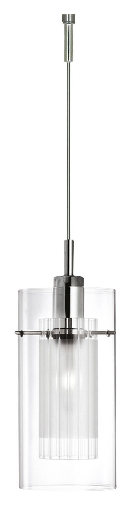 Searchlight Pendelleuchte Duo Chrom Glas Stahl B/H/L: ca. 13x120x20 cm E14 1 Brennstellen