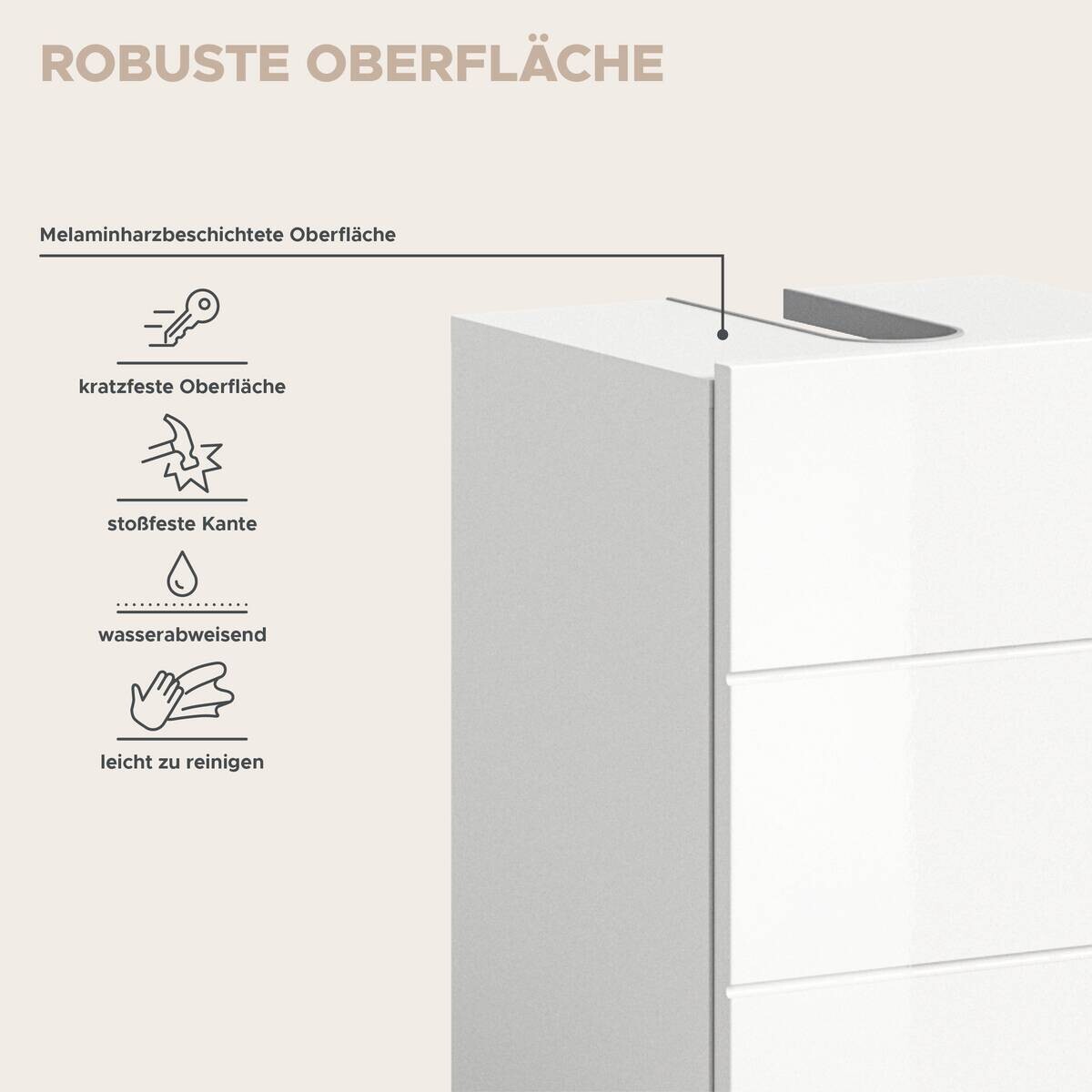 Badezimmer-Set VIRA weiß weiß Hochglanz B/H/T: ca. 91x190x34 cm