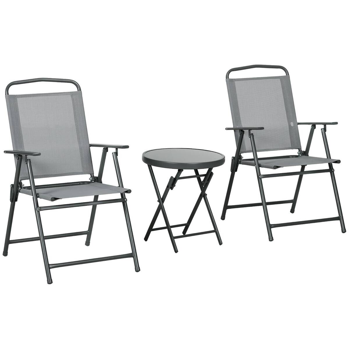 Outsunny Bistro-Set hellgrau Mesh B/H/L: ca. 64x93x53,5 cm