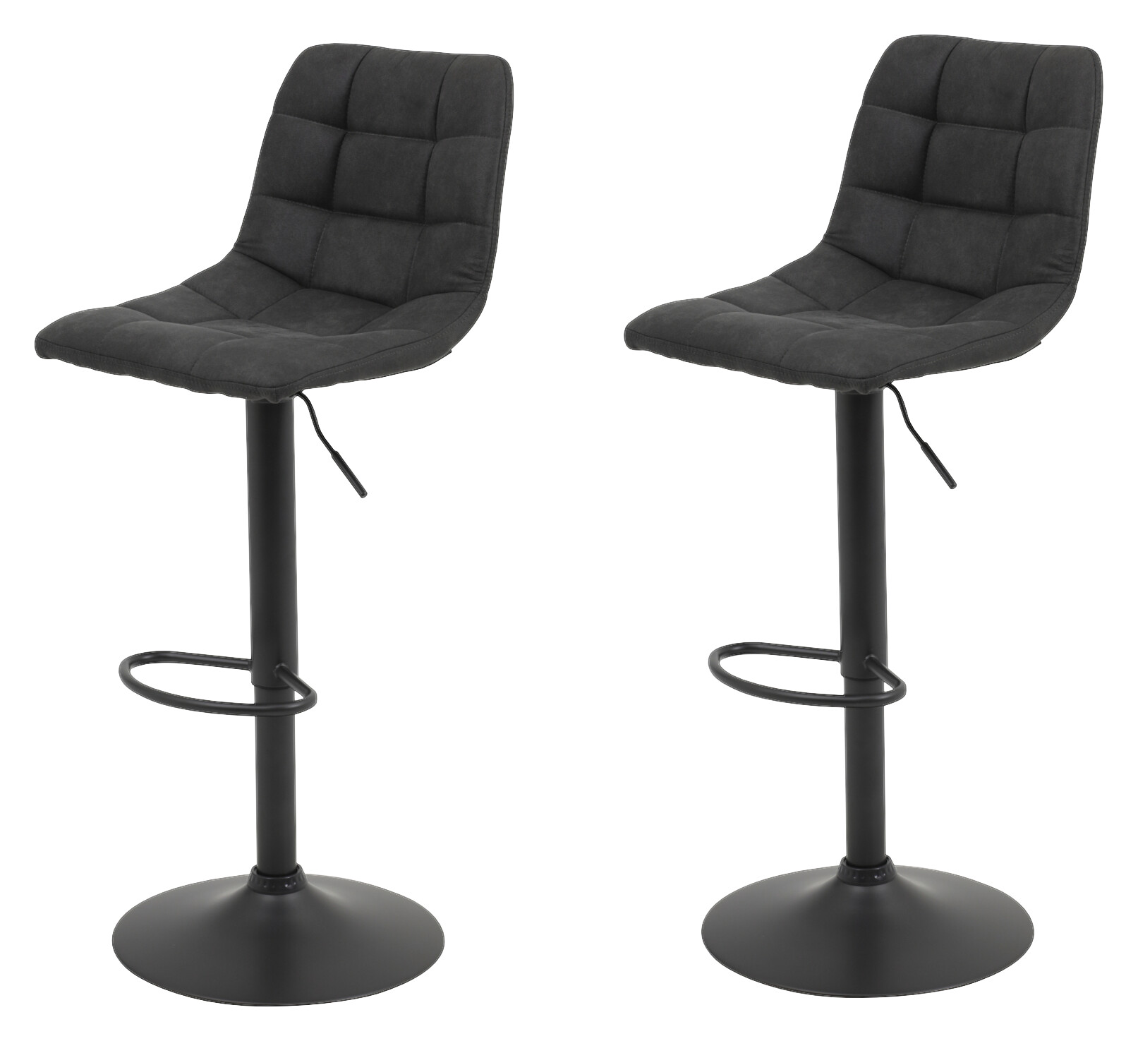Barhocker Yvonne 2er Set anthrazit Vintage Microfaser B/H/T: ca. 43x113x44 cm