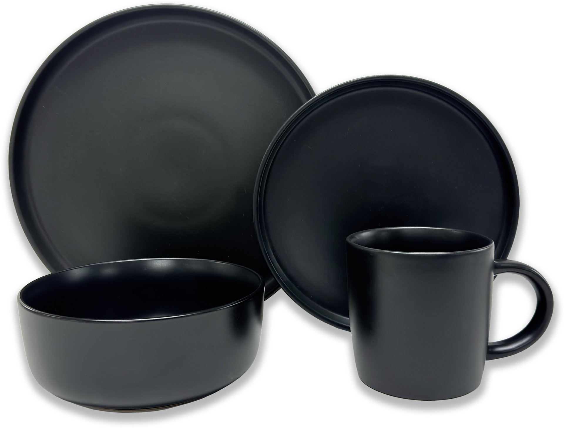 Kevoli  home Kombiservice mattschwarz Steingut 16 tlg.